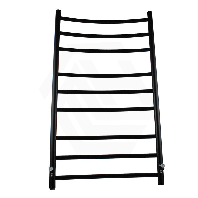 Aquaperla 1030x600x122mm Round Matt Black Electric Heated Towel Rack 9 Bars