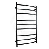 Aquaperla 1030x600x122mm Round Matt Black Electric Heated Towel Rack 9 Bars