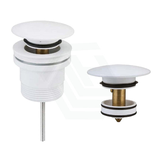 P&P Matt White Universal Brass Basin Pop Up Waste 32/40Mm With Or Without Overflow Chrome Wastes