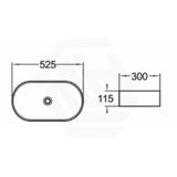 525x300x115mm Oval Gloss White Ceramic Above Counter Wash Basin Ultra Slim