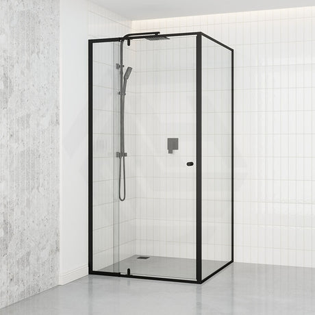 Semi-frameless Shower Screen L Shape Pivotal Door Black