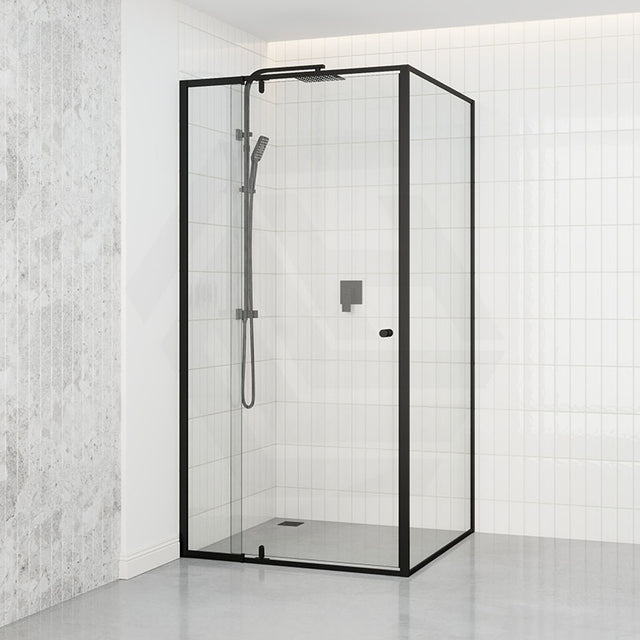 Semi-frameless Shower Screen L Shape Pivotal Door Black