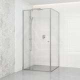 N#1(Nickel) 850-1150X2000Mm Semi-Frameless L Shape Shower Screen Pivot Door With Return Panel