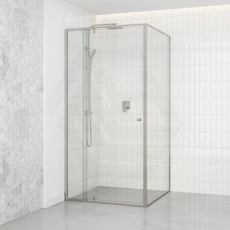 N#1(Nickel) 850-1150X2000Mm Semi-Frameless L Shape Shower Screen Pivot Door With Return Panel