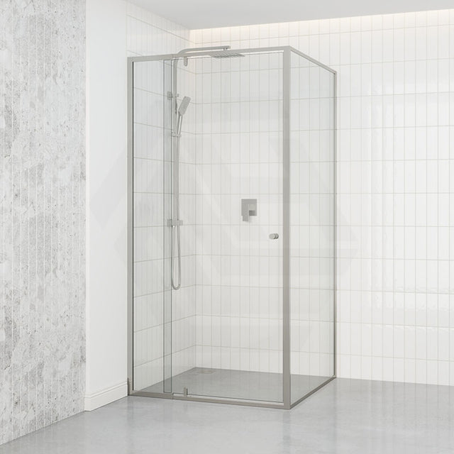 N#1(Nickel) 850-1150X2000Mm Semi-Frameless L Shape Shower Screen Pivot Door With Return Panel