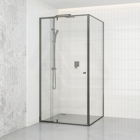 M#1(Gunmetal Grey) 850-1150X2000Mm Semi-Frameless L Shape Shower Screen Pivot Door With Return