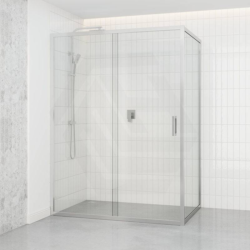 Shower Screen Semi-frameless Sliding L Shape Chrome