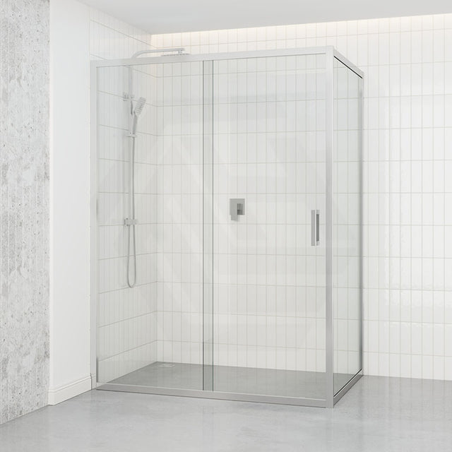 Shower Screen Semi-frameless Sliding L Shape Chrome
