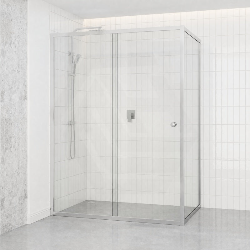 920-1750x2000mm L Shape Shower Screen Sliding Door Chrome Semi-frameless 6mm Glass with Return Panel