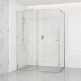 920-1750x2000mm L Shape Shower Screen Sliding Door Chrome Semi-frameless 6mm Glass with Return Panel