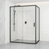 Shower Screen Semi-frameless Sliding L Shape Matt Black