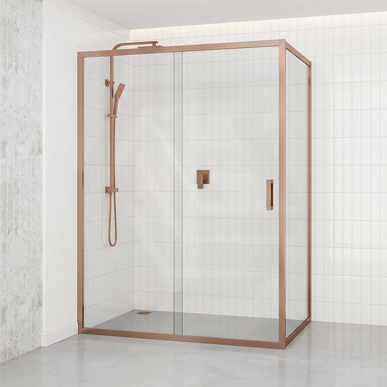 920-1750x2000mm L Shape Shower Screen Sliding Door Semi-frameless 6mm Glass with Return Panel - Variant Colour Fittings