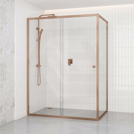 920-1750x2000mm L Shape Shower Screen Sliding Door Semi-frameless 6mm Glass with Return Panel - Variant Colour Fittings