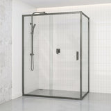920-1750x2000mm L Shape Shower Screen Sliding Door Semi-frameless 6mm Glass with Return Panel - Variant Colour Fittings