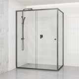 920-1750x2000mm L Shape Shower Screen Sliding Door Semi-frameless 6mm Glass with Return Panel - Variant Colour Fittings