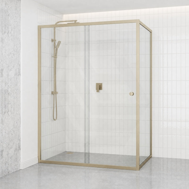 920-1750x2000mm L Shape Shower Screen Sliding Door Variant Colour Semi-frameless 6mm Glass with Return Panel