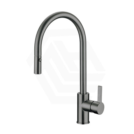 Otus Gun Metal DR Brass Round Pull Out Sink Mixer Tap with 360° Swivel