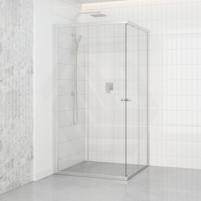 800-1200Mm Square / Rectangle Shower Screen Chrome Semi-Frameless Double Sliding 6Mm Glass 1900Mm