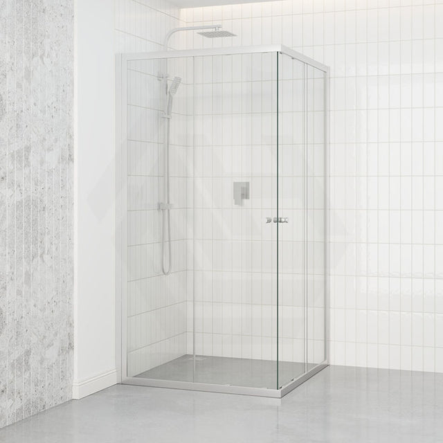 800-1200Mm Square / Rectangle Shower Screen Chrome Semi-Frameless Double Sliding 6Mm Glass 1900Mm