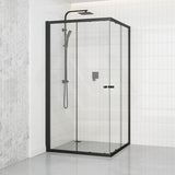 800-1200Mm Square / Rectangle Shower Screen Black Semi-Frameless Double Sliding 6Mm Glass 1900Mm