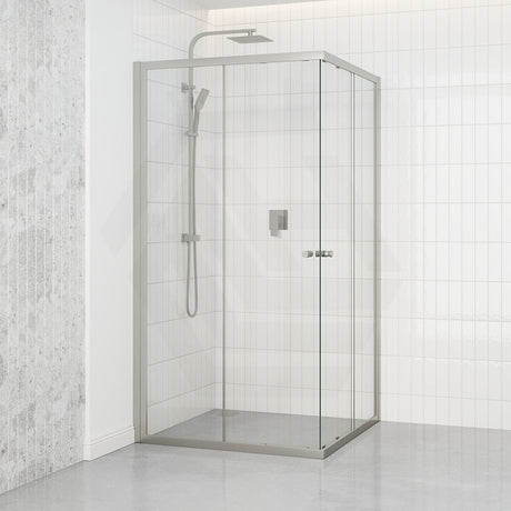 N#1(Nickel) 900-1200Mm Square / Rectangle Shower Screen Brushed Nickel Semi-Frameless Double Sliding