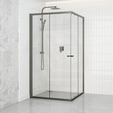 M#1(Gunmetal Grey) 850-1100Mm Square / Rectangle Shower Screen Gunmetal Grey Semi-Frameless Double