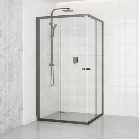 M#1(Gunmetal Grey) 850-1100Mm Square / Rectangle Shower Screen Gunmetal Grey Semi-Frameless Double