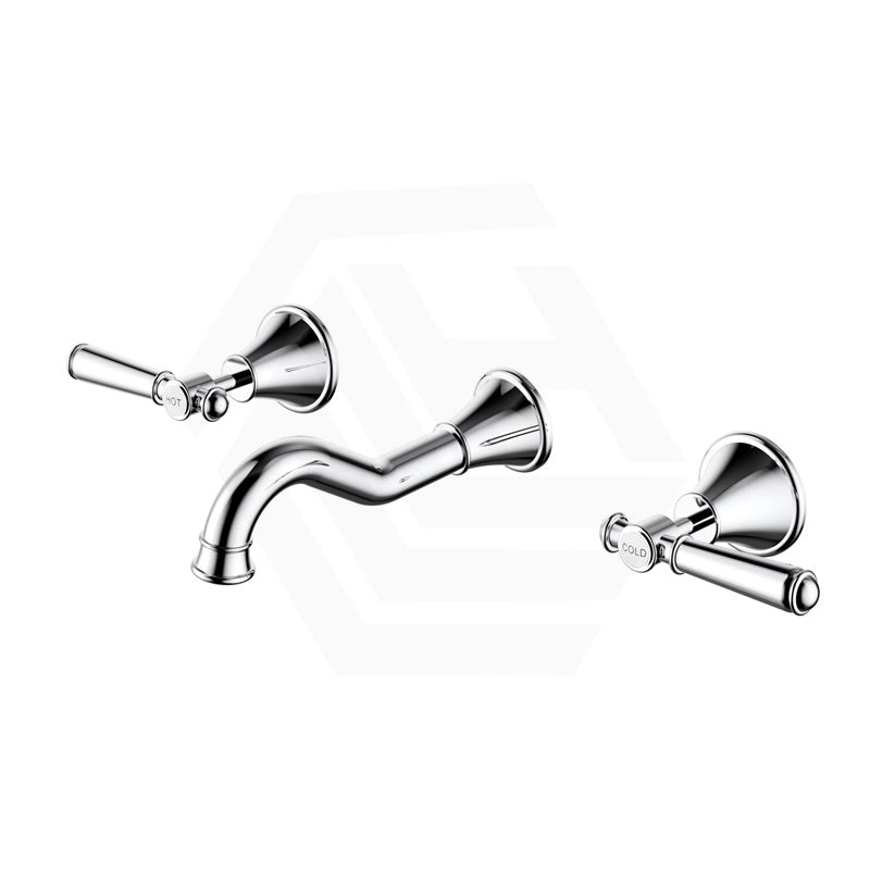 IKON Clasico Chrome 1/4 Turn Wall Mounted Basin/Bath Tap Set