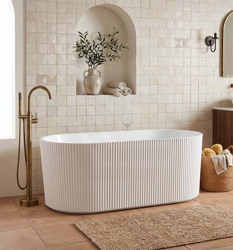 Ceto Ally Groove Freestanding Acrylic Bathtub Modern 1500 / 1700mm - Variant Colour