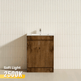 600mm NARROW Berge Freestanding Vanity with Kickboard Dark Oak Wood Grain PVC Filmed Cabinet ONLY & Ceramic / Poly Top Available