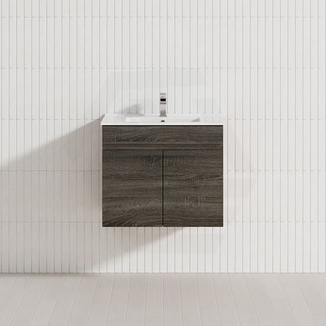 600-1500mm Berge Dark Grey Wall Hung Vanity with Left / Right Drawer and Ceramic / Poly Tops Options