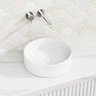 360X360X115Mm Round Bellevue Fluted Above Counter Ceramic Basin Gloss White Basins