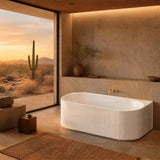 Ceto Fluted Back to Wall Oval Bathtub NO Overflow 1500/1700mm - Variant Colour