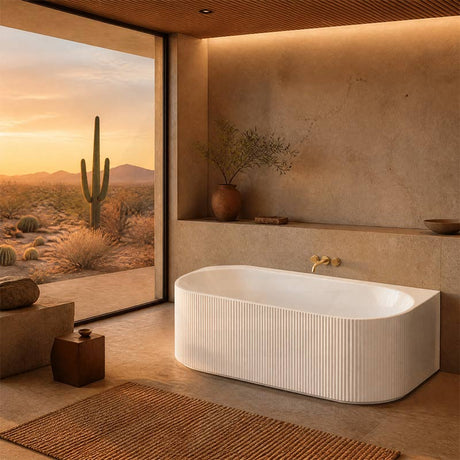 Ceto Fluted Back to Wall Oval Bathtub NO Overflow 1500/1700mm - Variant Colour