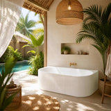 Ceto Fluted Back to Wall Oval Bathtub NO Overflow 1500/1700mm - Variant Colour