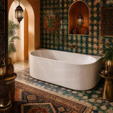 Ceto Fluted Back to Wall Oval Bathtub NO Overflow 1500/1700mm - Variant Colour