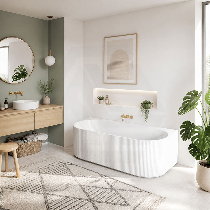 Ceto Fluted Back to Wall Oval Bathtub NO Overflow 1500/1700mm - Variant Colour