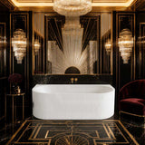 Ceto Fluted Back to Wall Oval Bathtub NO Overflow 1500/1700mm - Variant Colour