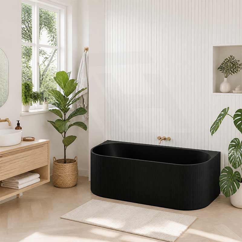 Ceto Fluted Back to Wall Oval Bathtub NO Overflow 1500/1700mm - Variant Colour
