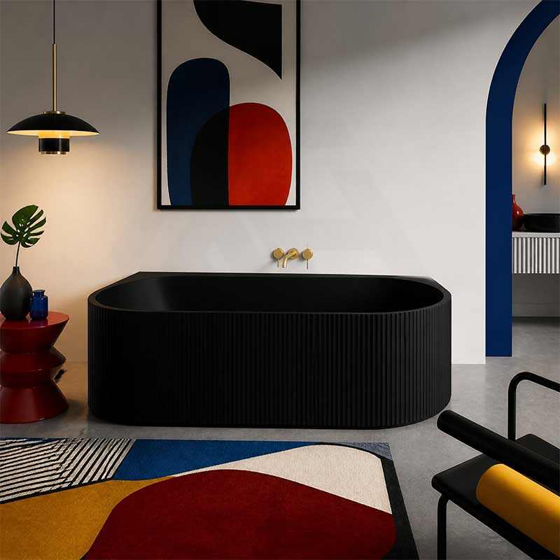 Ceto Fluted Back to Wall Oval Bathtub NO Overflow 1500/1700mm - Variant Colour