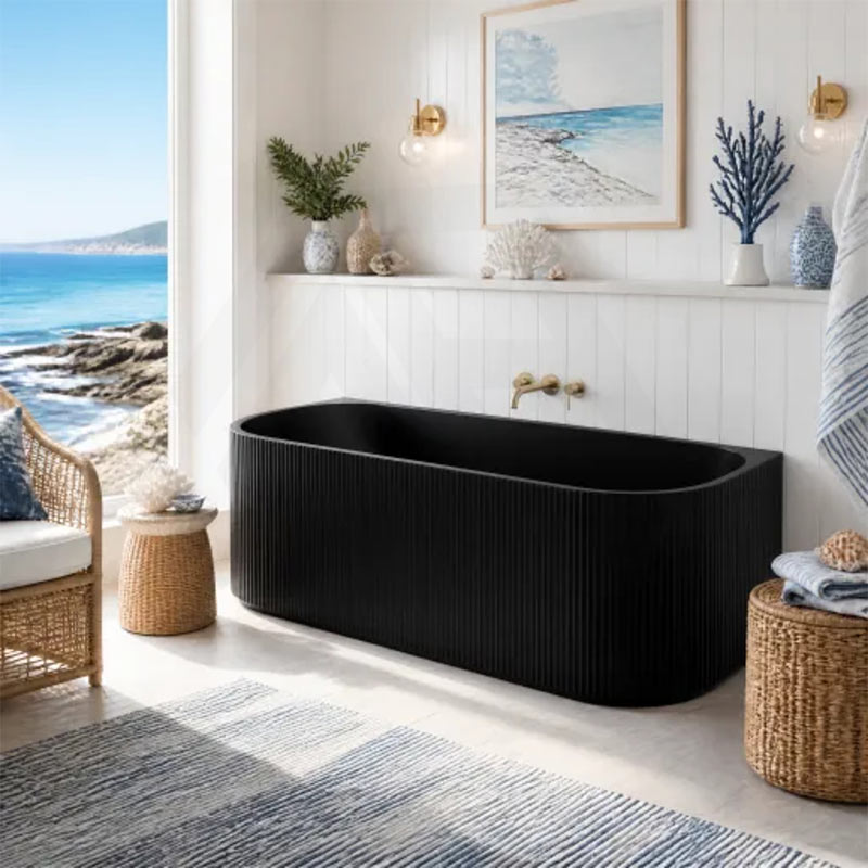 Ceto Fluted Back to Wall Oval Bathtub NO Overflow 1500/1700mm - Variant Colour