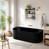 Ceto Fluted Back to Wall Oval Bathtub NO Overflow 1500/1700mm - Variant Colour