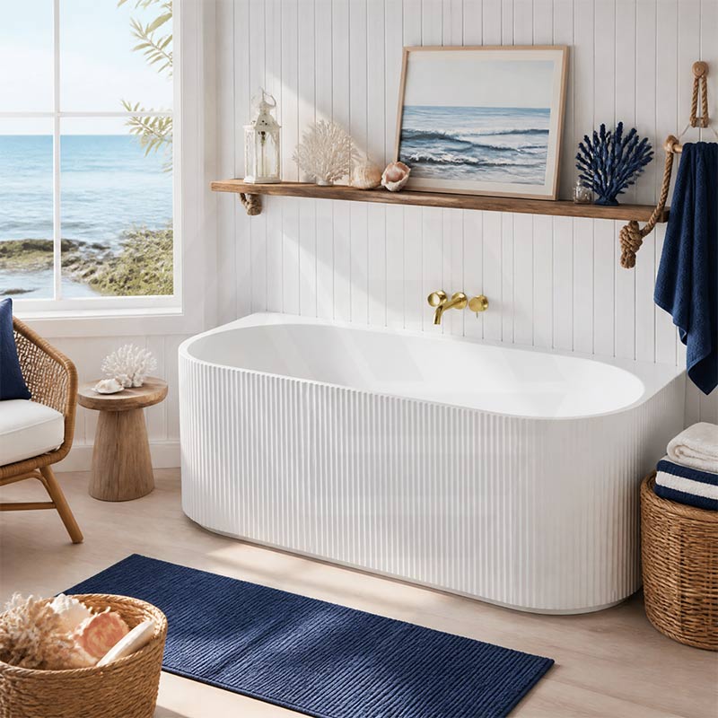 Ceto Fluted Back to Wall Oval Bathtub NO Overflow 1500/1700mm - Variant Colour