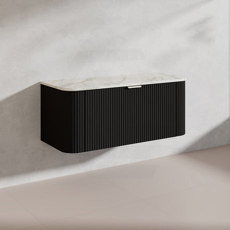 1200mm Ceto Avalon Matt White/Black Wall Hung Bathroom PVC Vanity Single/Double Bowls