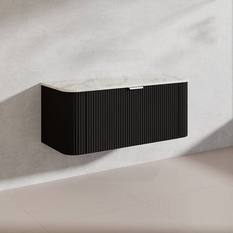 1200mm Ceto Avalon Matt White/Black Wall Hung Bathroom PVC Vanity Single/Double Bowls
