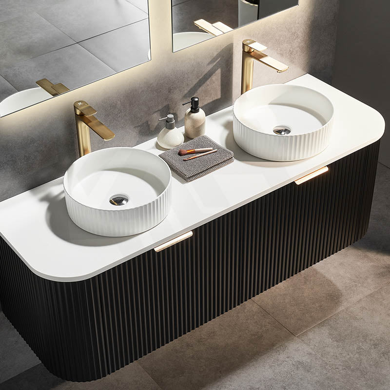 1500mm Ceto Avalon Matt White/Black Wall Hung Bathroom PVC Vanity Single/Double Bowls
