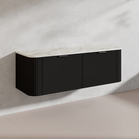 1500mm Ceto Avalon Matt White/Black Wall Hung Bathroom PVC Vanity Single/Double Bowls