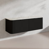 1500mm Ceto Avalon Matt White/Black Wall Hung Bathroom PVC Vanity Single/Double Bowls