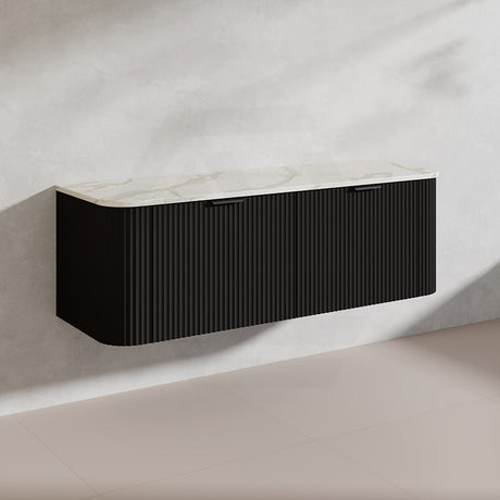 1500mm Ceto Avalon Matt White/Black Wall Hung Bathroom PVC Vanity Single/Double Bowls