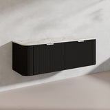 1500mm Ceto Avalon Matt White/Black Wall Hung Bathroom PVC Vanity Single/Double Bowls